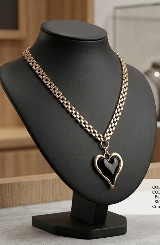 Collar cadena dorada con corazón bicolor grande