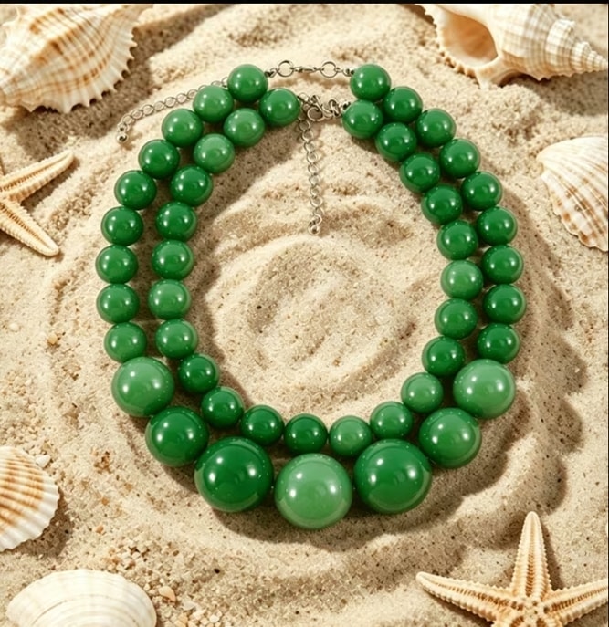 Collar de jade verde con cuentas degradadas
