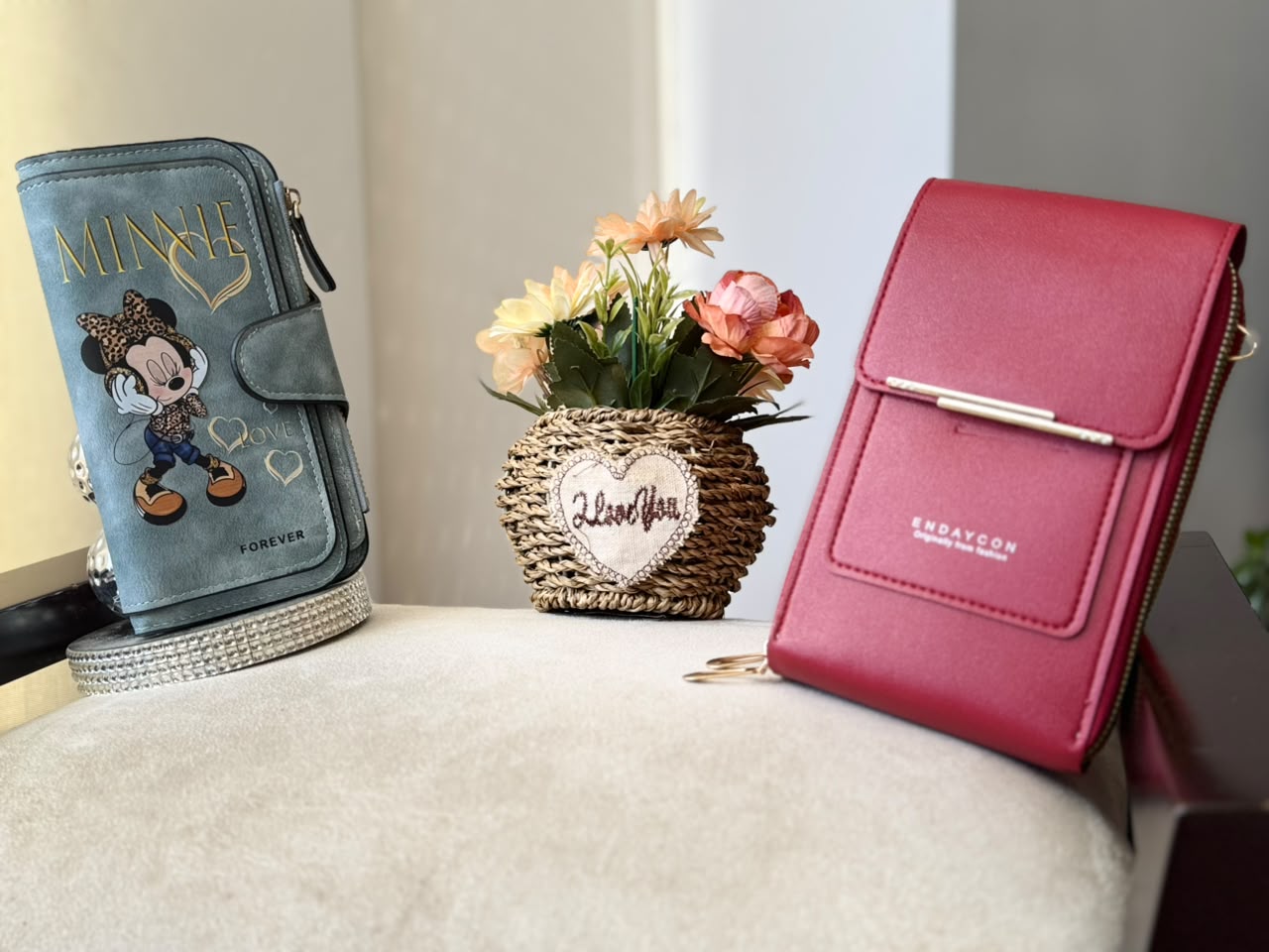 Endaycon, billetera bolso manos libres en rojo
